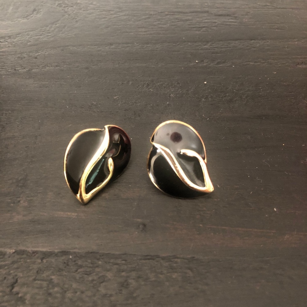Black & Gold Stud Earrings